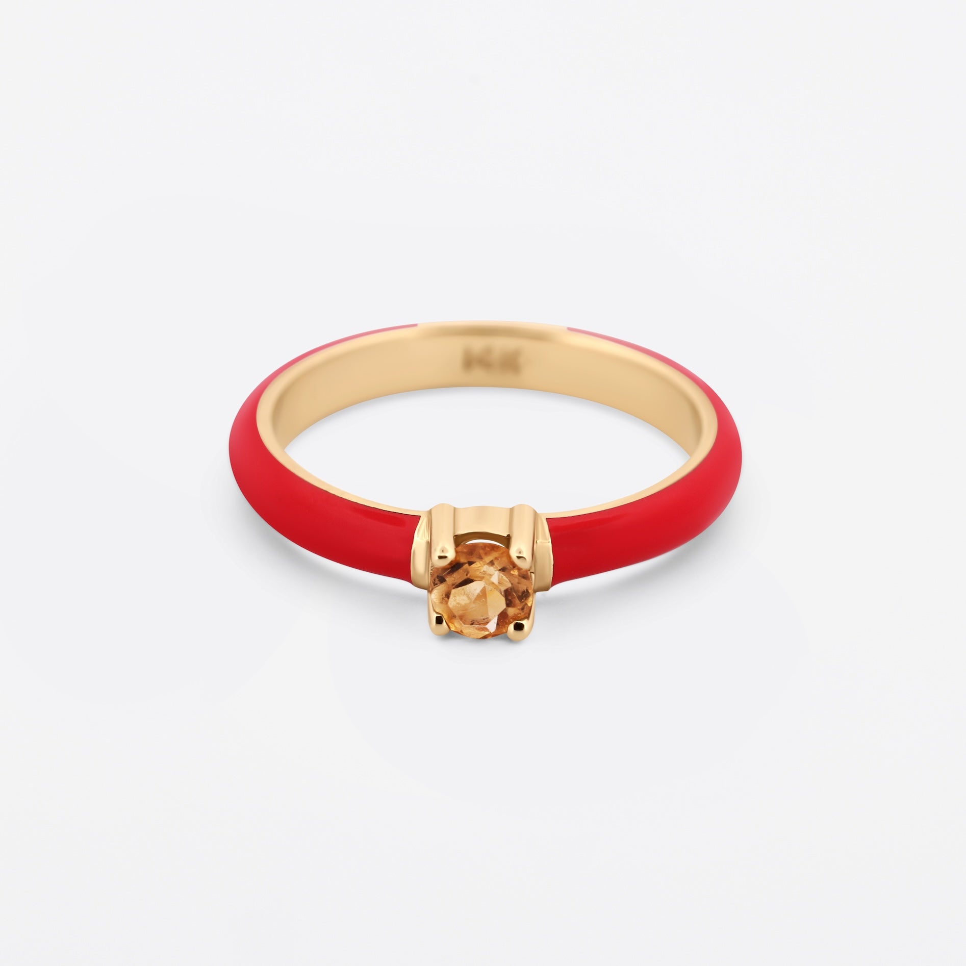'Soletta' 14K Gold Enamel & Gemstone Stacking Ring