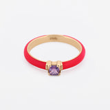 'Soletta' 14K Gold Enamel & Gemstone Stacking Ring
