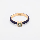 'Soletta' 14K Gold Enamel & Gemstone Stacking Ring