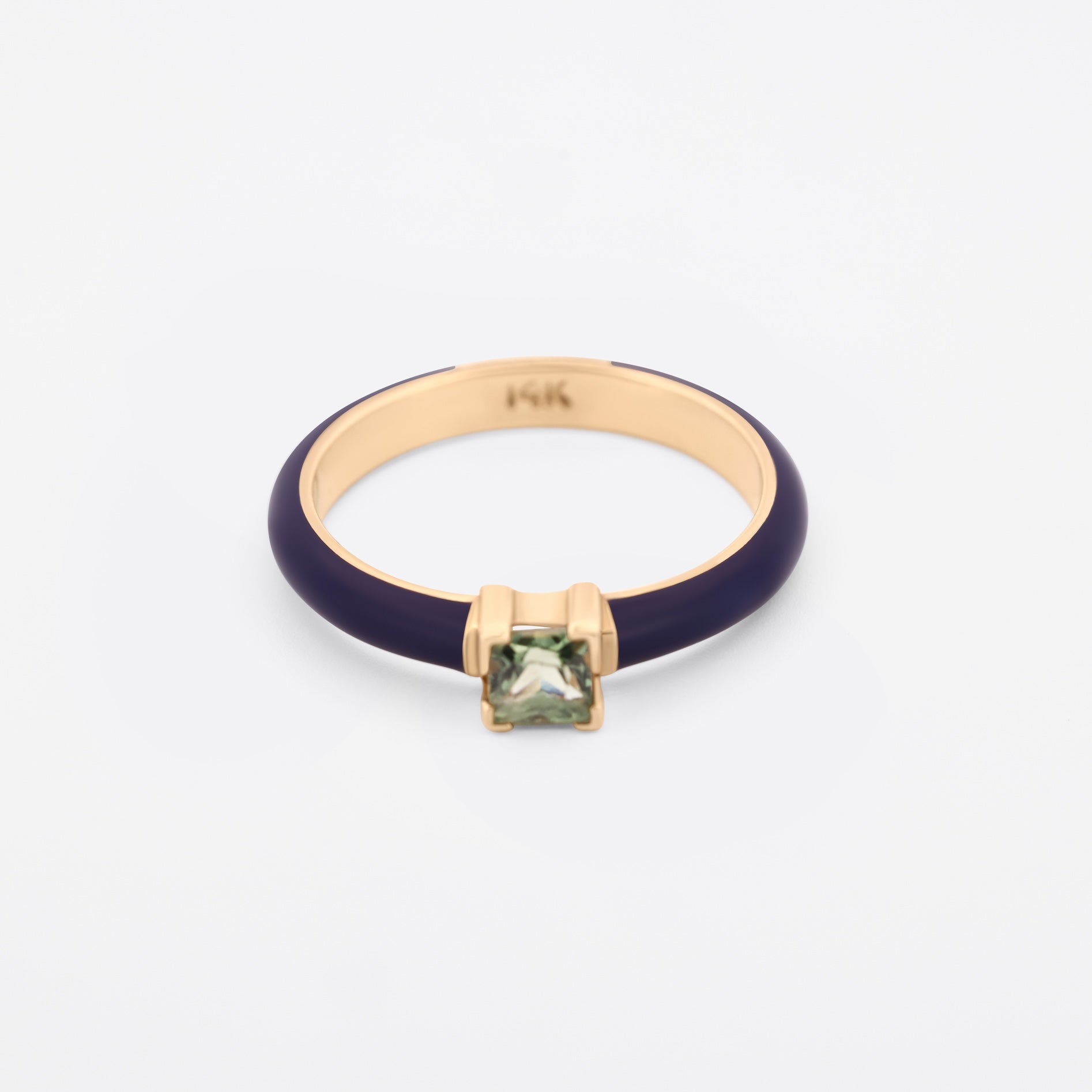 'Soletta' 14K Gold Enamel & Gemstone Stacking Ring