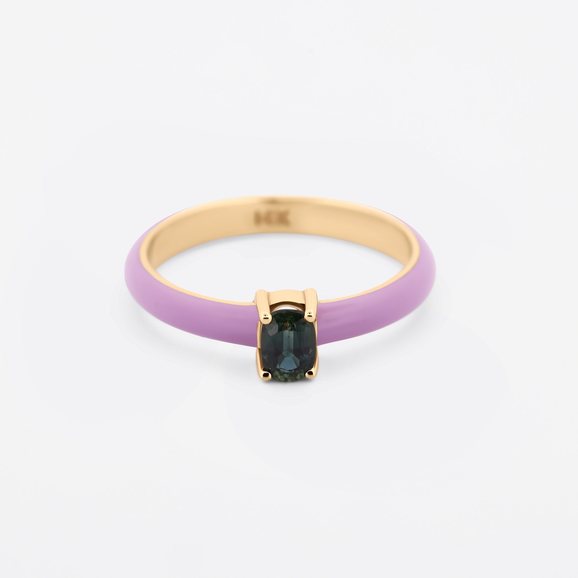 'Soletta' 14K Gold Enamel & Gemstone Stacking Ring