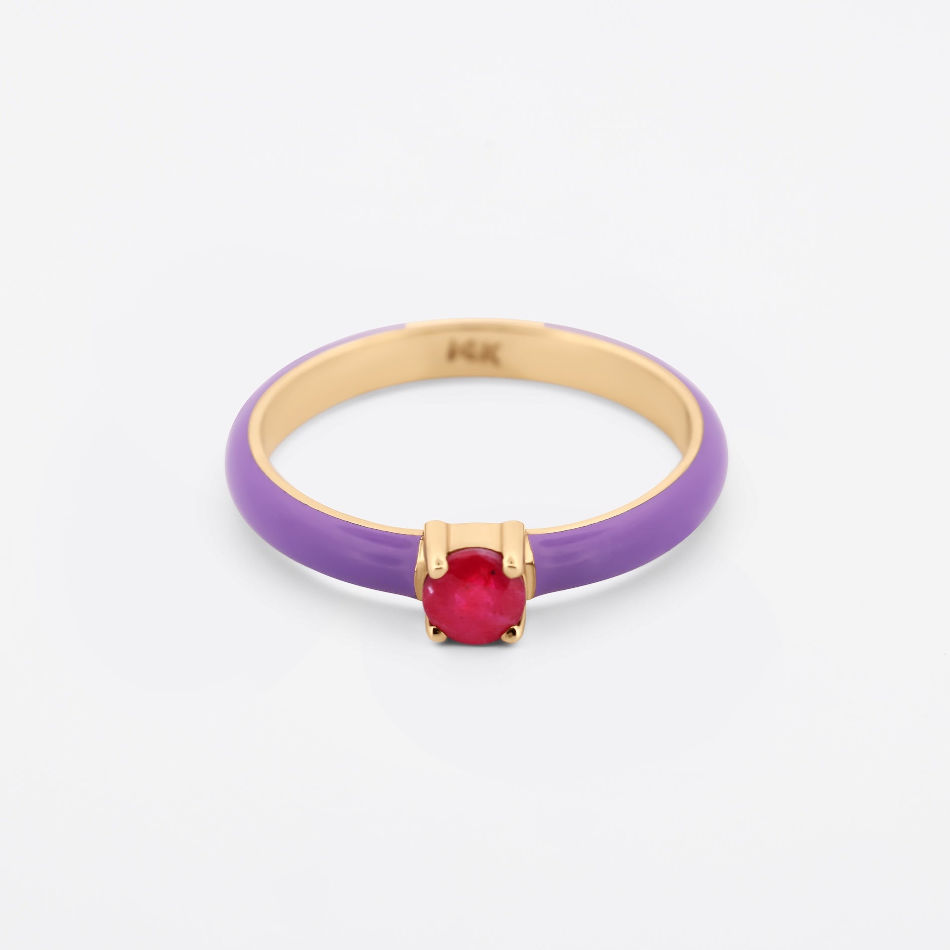 'Soletta' 14K Gold Enamel & Gemstone Stacking Ring