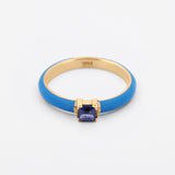 'Soletta' 14K Gold Enamel & Gemstone Stacking Ring