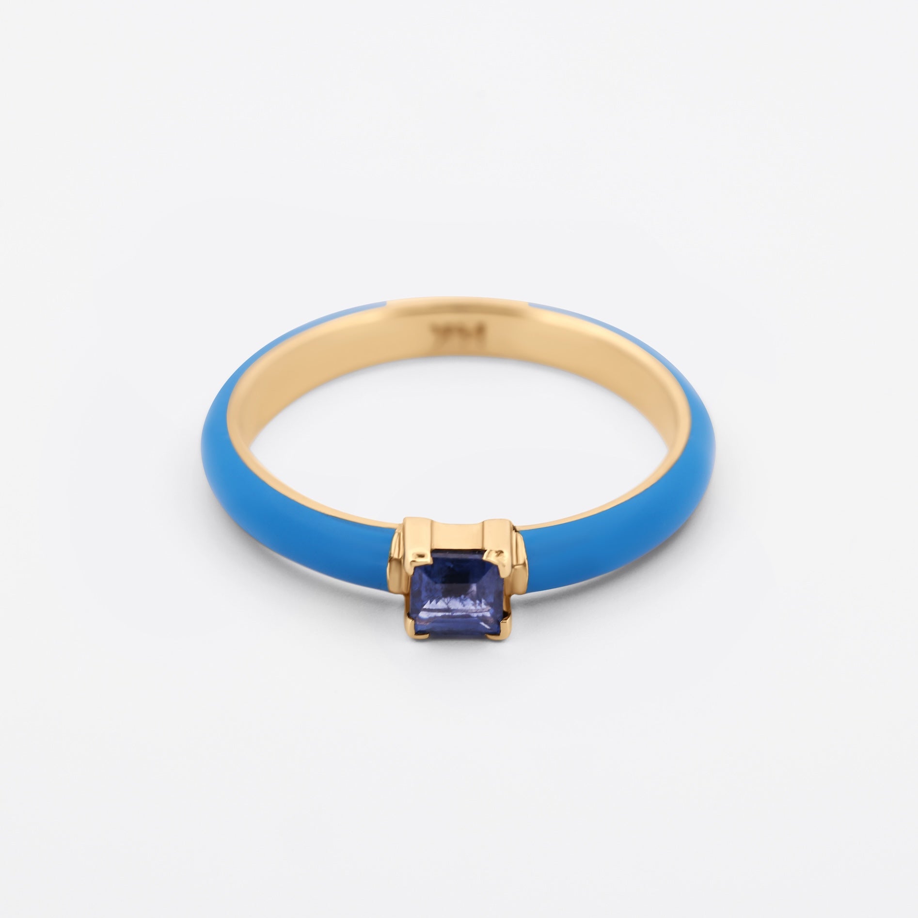 'Soletta' 14K Gold Enamel & Gemstone Stacking Ring